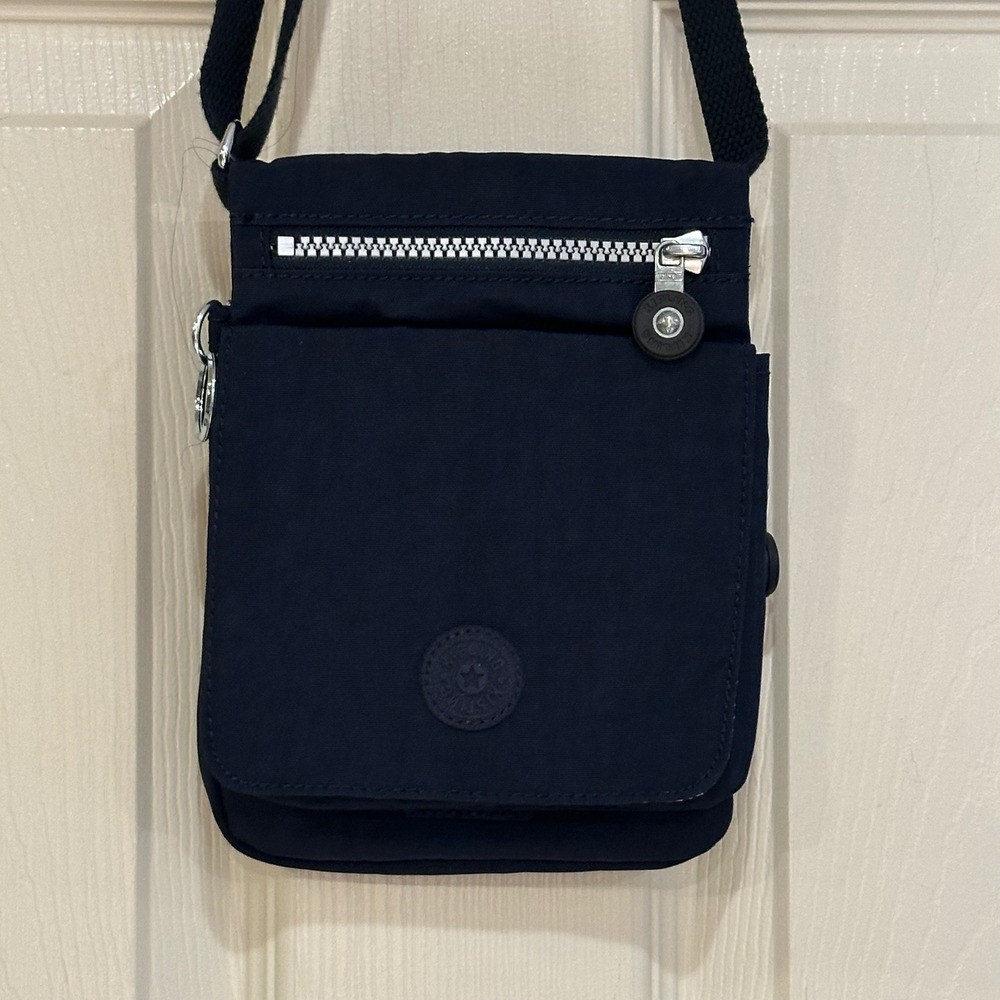 Kipling Navy Blue Nylon Crossbody Bag Small Travel Messenger Flap Purse